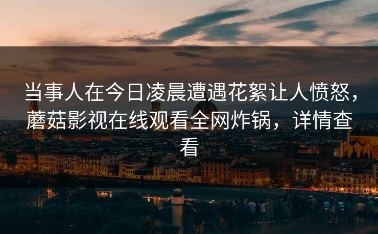 当事人在今日凌晨遭遇花絮让人愤怒，蘑菇影视在线观看全网炸锅，详情查看