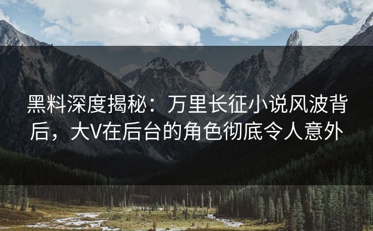 黑料深度揭秘：万里长征小说风波背后，大V在后台的角色彻底令人意外