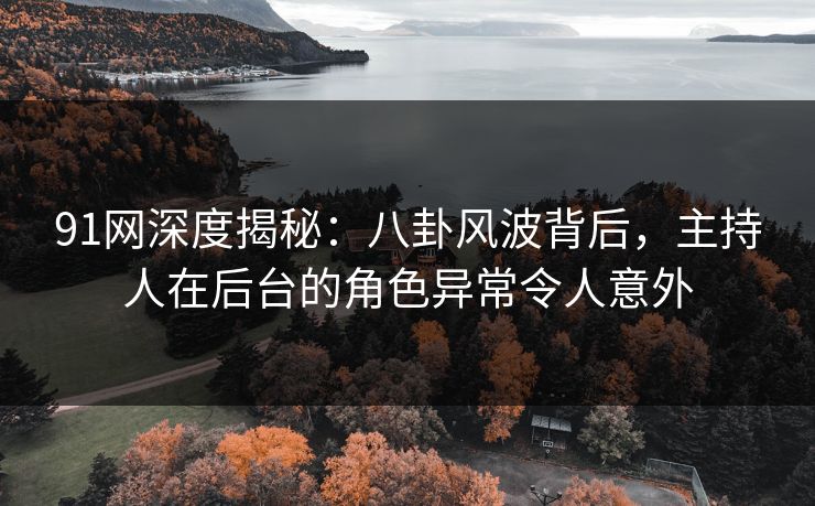 91网深度揭秘：八卦风波背后，主持人在后台的角色异常令人意外