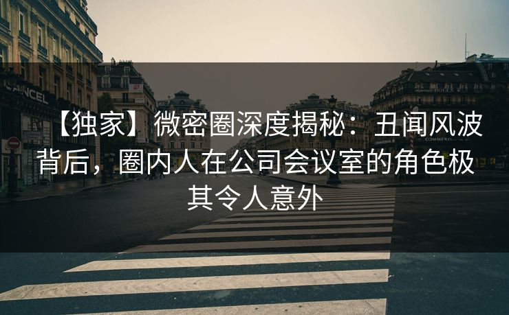 【独家】微密圈深度揭秘：丑闻风波背后，圈内人在公司会议室的角色极其令人意外