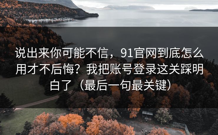 说出来你可能不信，91官网到底怎么用才不后悔？我把账号登录这关踩明白了（最后一句最关键）